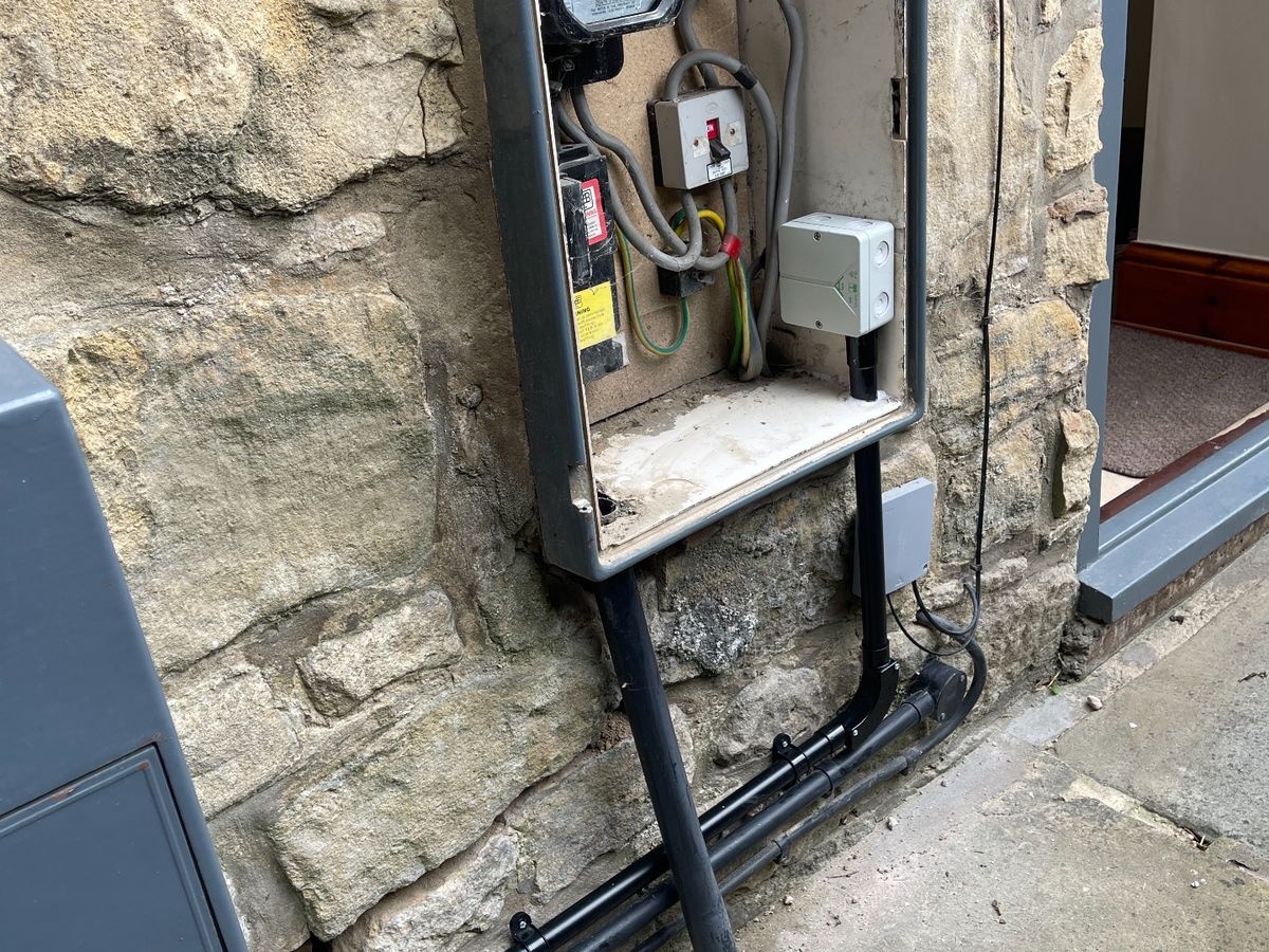 External meter box and isolator inspected during a fault-finding callout