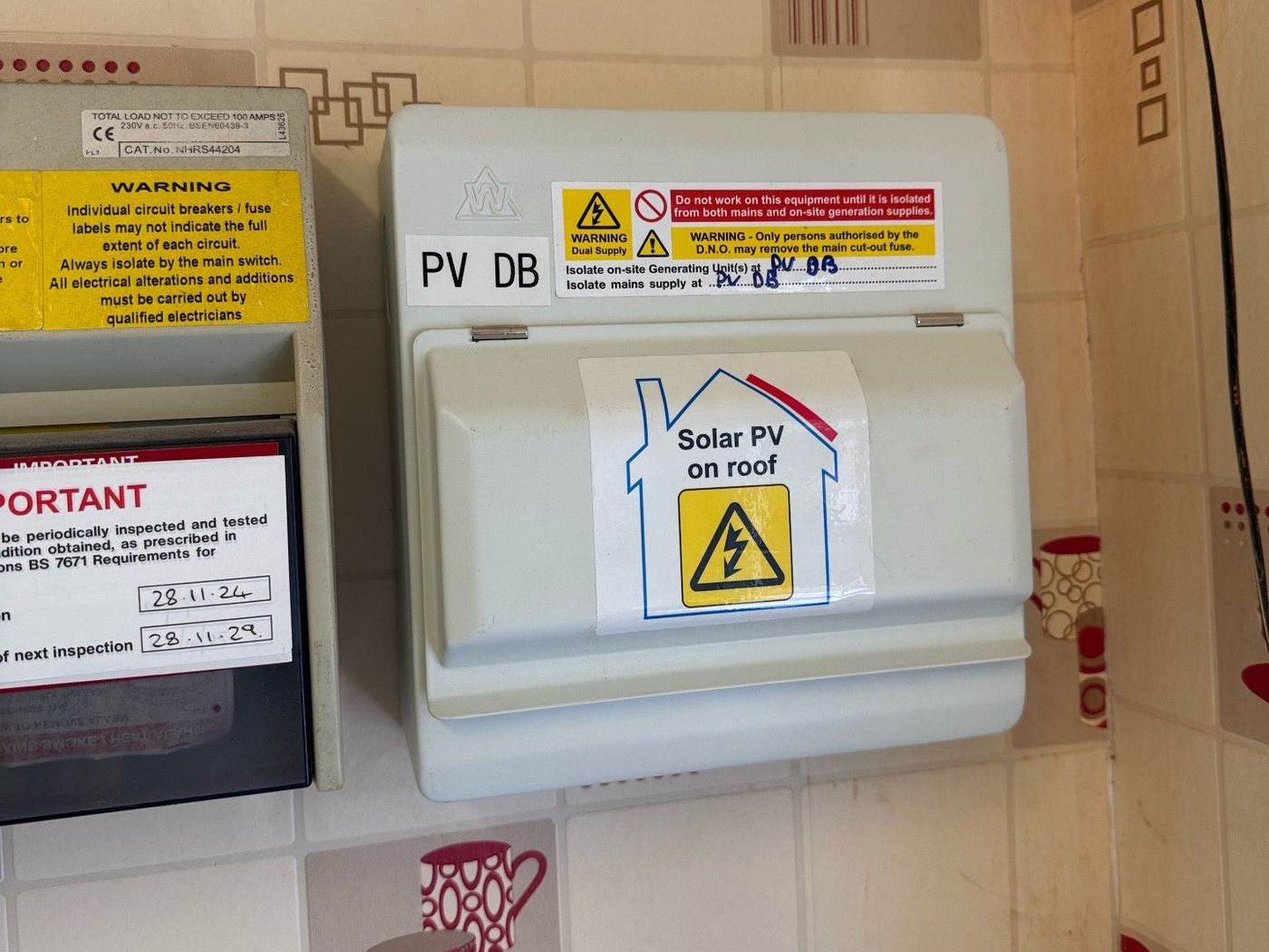 Solar PV distribution board and inverter isolator installed